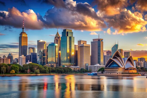sydney-skyline-sunset-with-opera-house-harbour-bridge-generative-ai_437323-10037